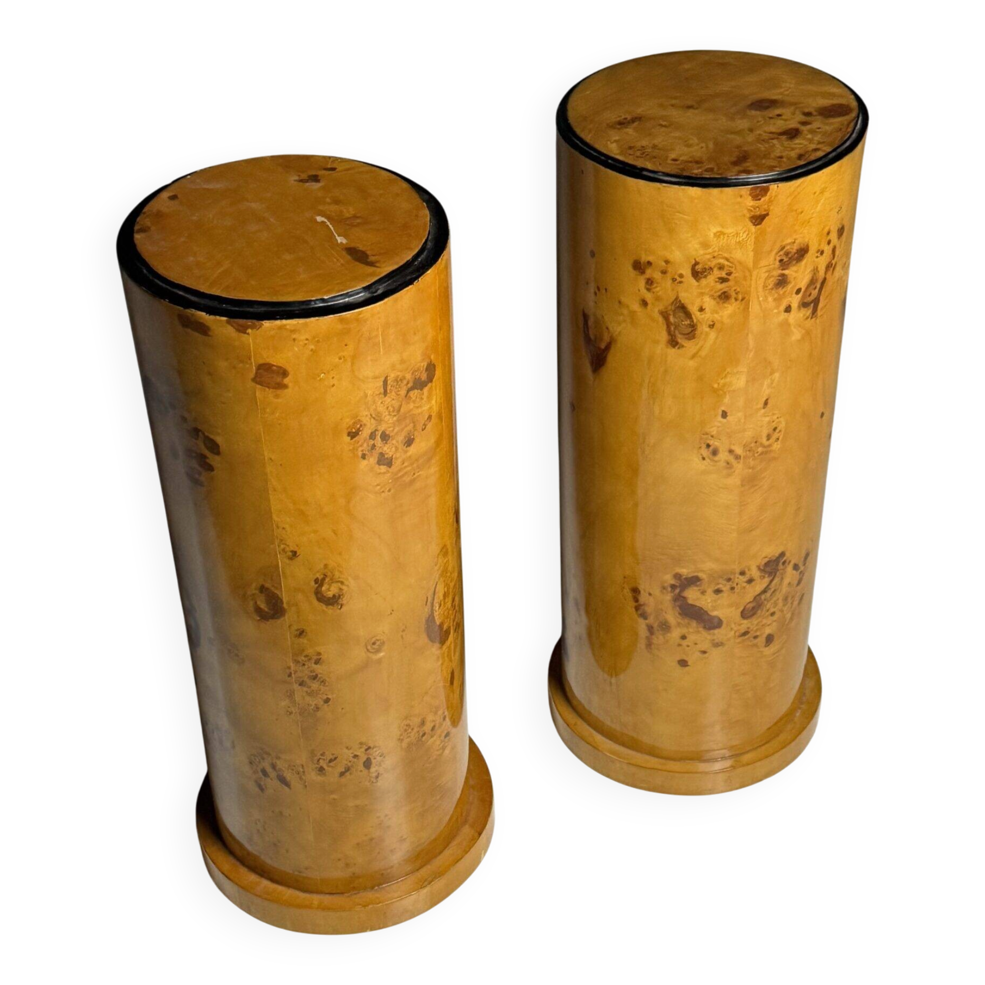 Burl wood veneered columns 20th century