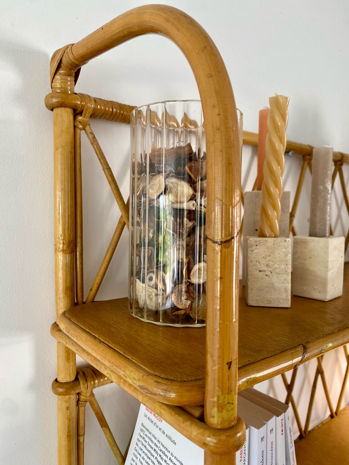 Vintage rattan shelf