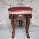 Victorian style stool, wooden and pink velvet stool, piano stool