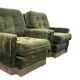 Ensemble de 2 chaises/fauteuils simples vintage verts à franges