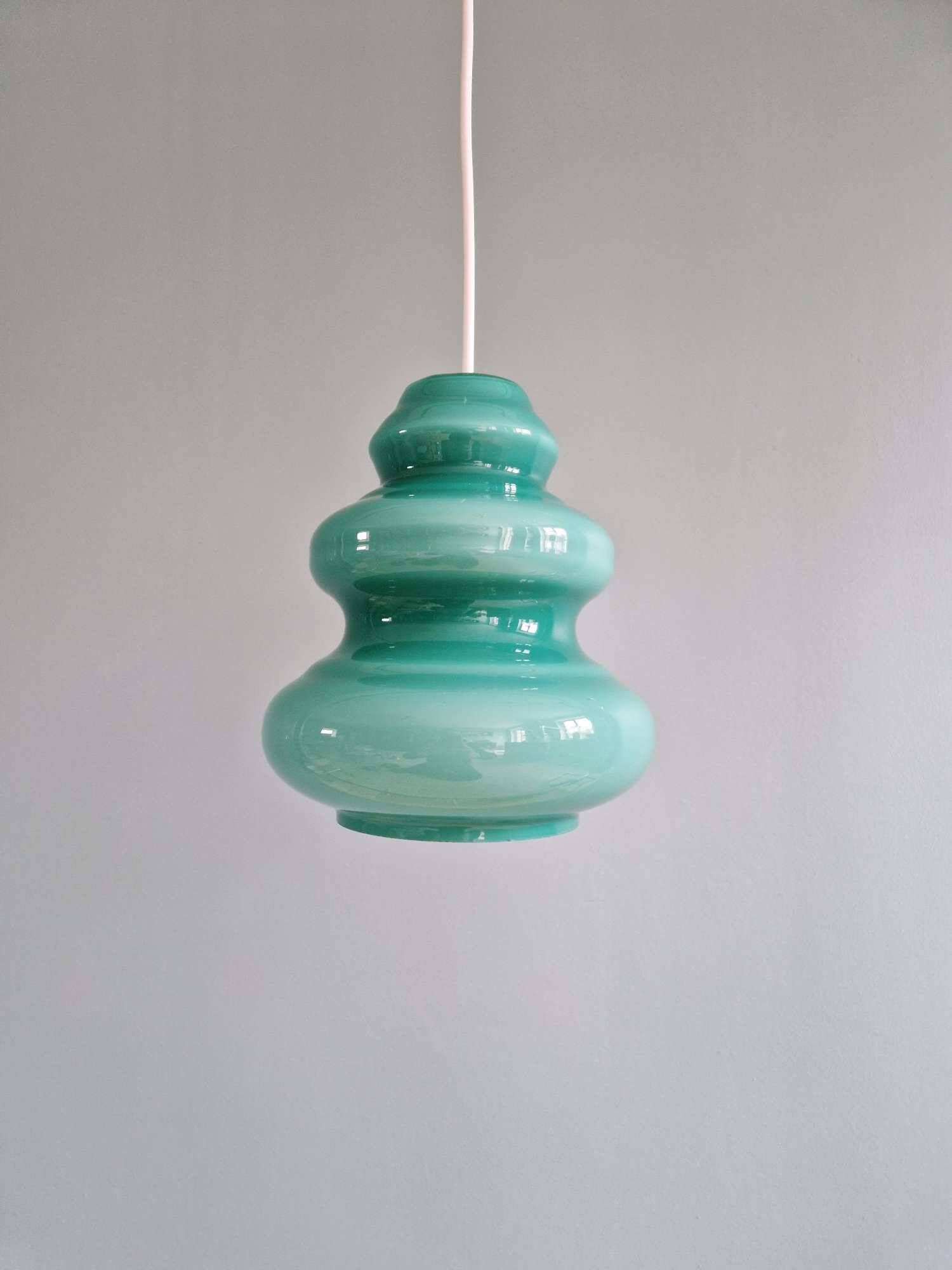 Suspension Space Age in blue-green opaline, 1960s