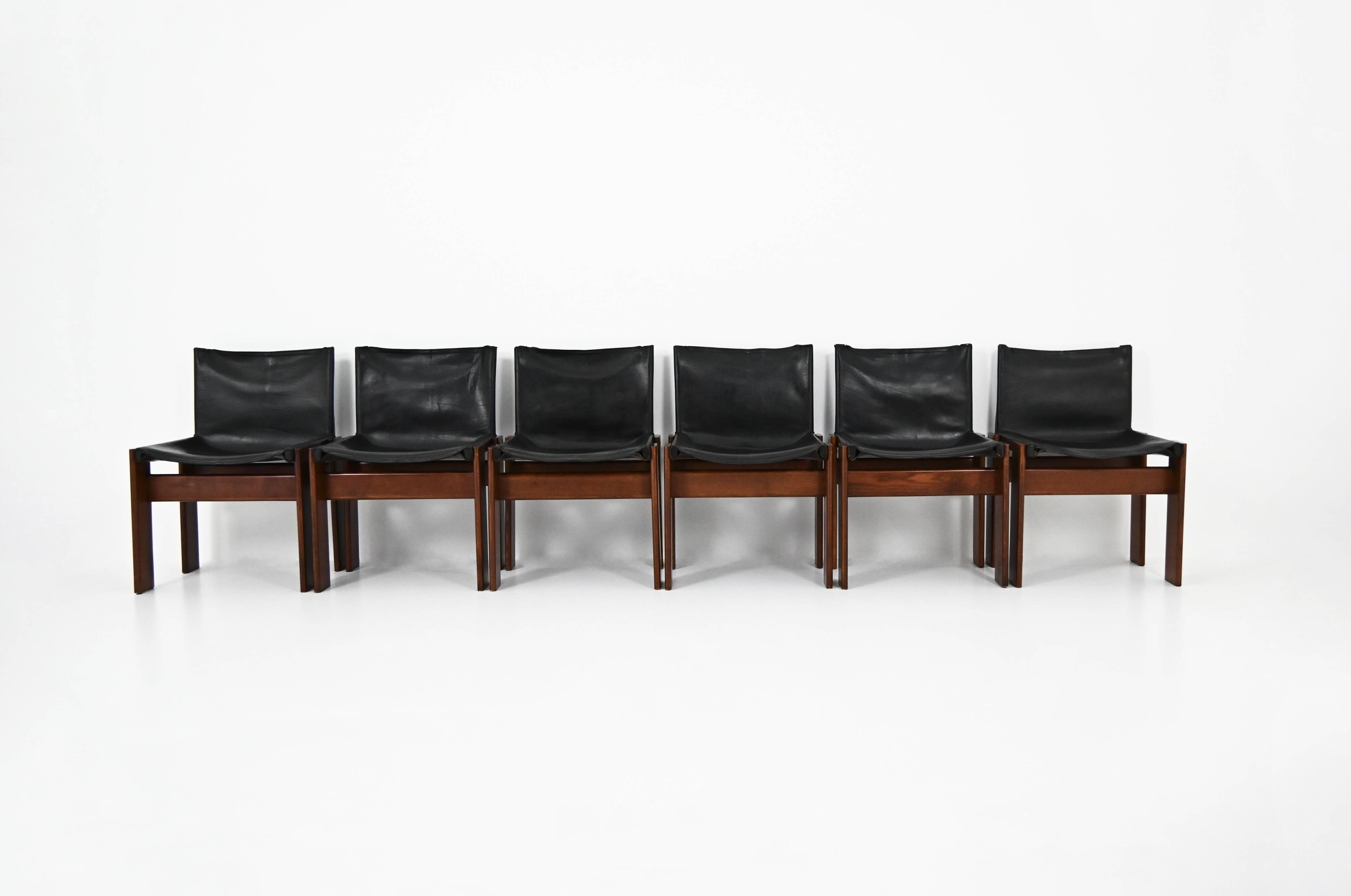 Set de 6 chaises Monk par Afra & Tobia Scarpa pour Molteni, années 1970