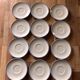 Set of 12 white porcelain saucers with blue edging