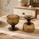 Pair of vintage brown smoked glass cups – 1960s/70s
