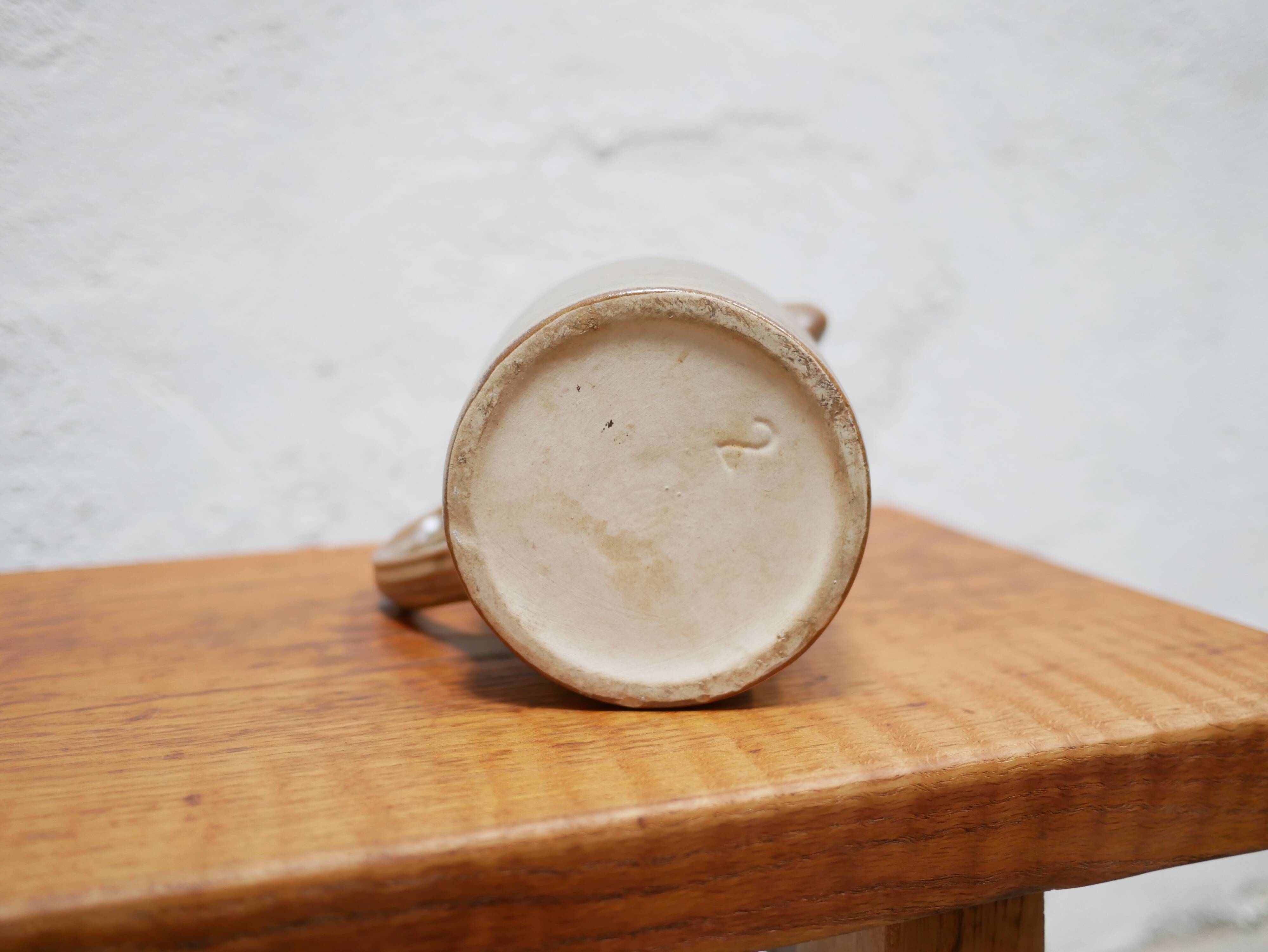 Vintage stoneware pitcher by the Digoin factory, France