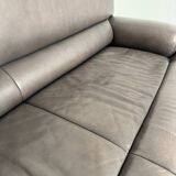 Antique buffalo leather sofa and pouf, de sede n' 18 design, from the 80s