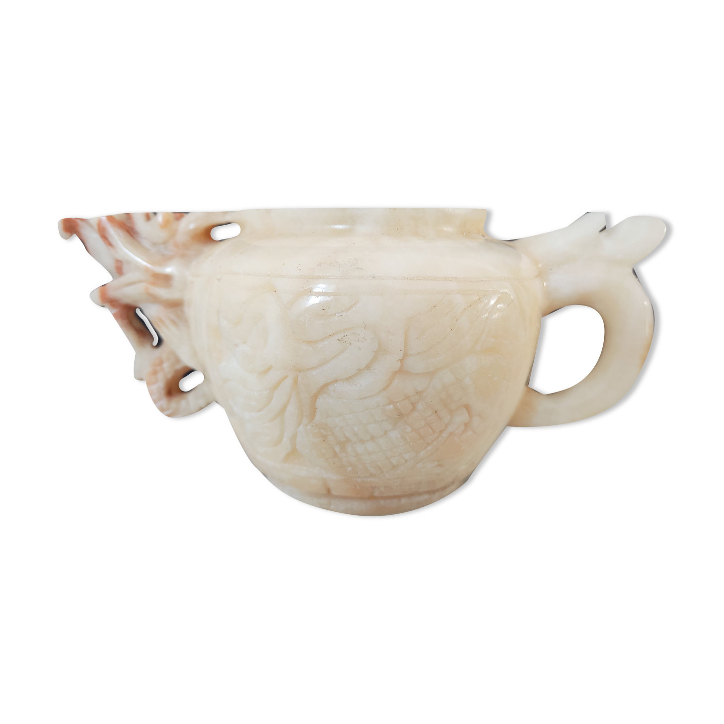 Chinese decorative teapot dragon in cut stone