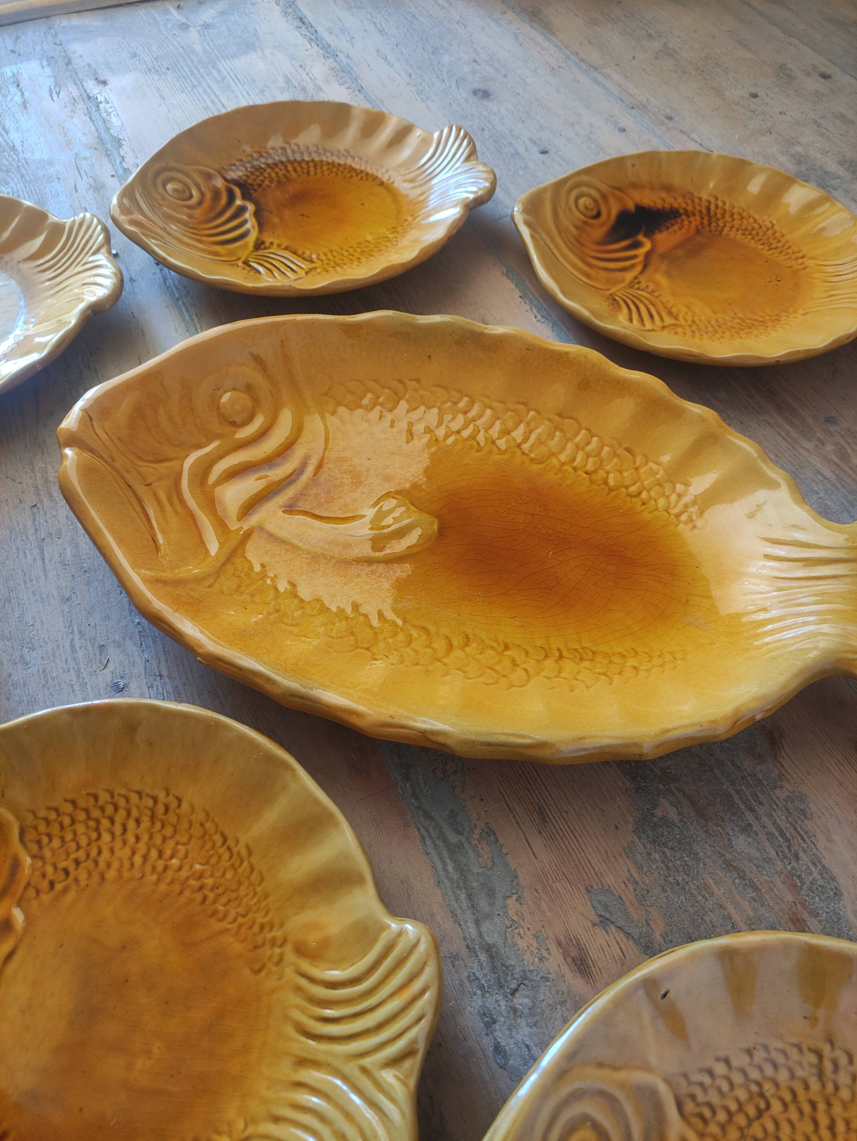 Vintage vallauris ceramic fish service