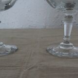 Pair of old champagne glasses crystal faceted louis Philippe