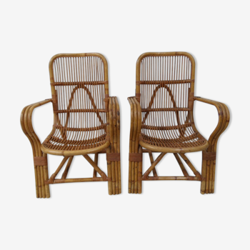 Vintage set of 2 ratan chairs