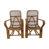 Ensemble vintage de 2 chaises ratan
