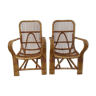 Ensemble vintage de 2 chaises ratan