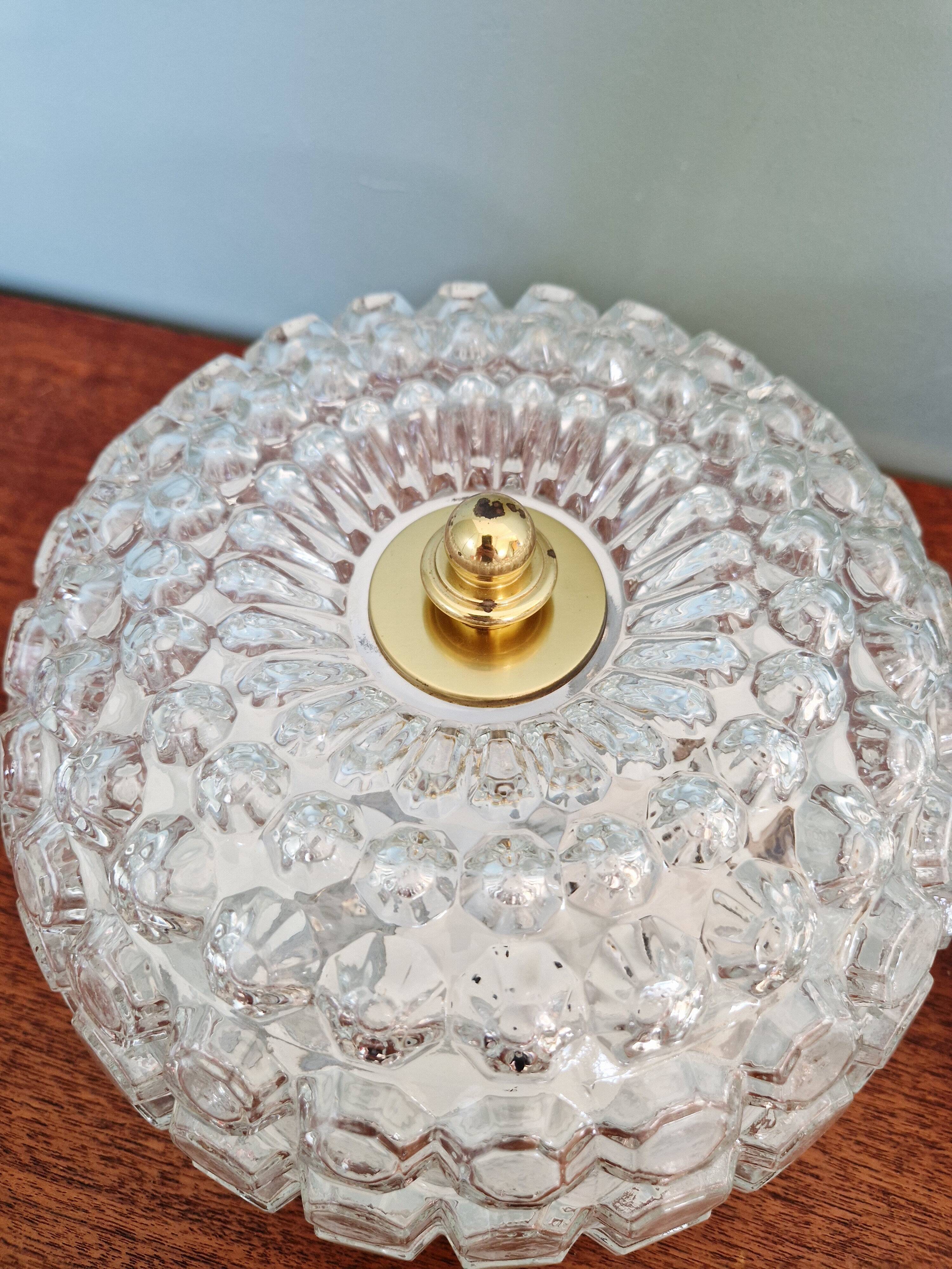 Pair of transparent honeycomb glass ceiling lights, Limburg, 1970