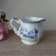 Old Milk Jug, Creamer, Jug, Sarraguemines Lancaster Vintage Blue Flowers Decor