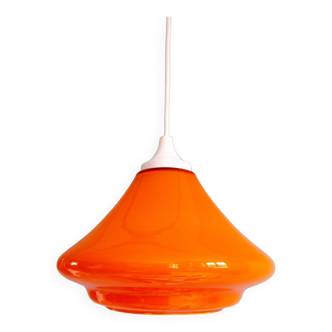 Space Age pendant light in orange opaline, 1970s