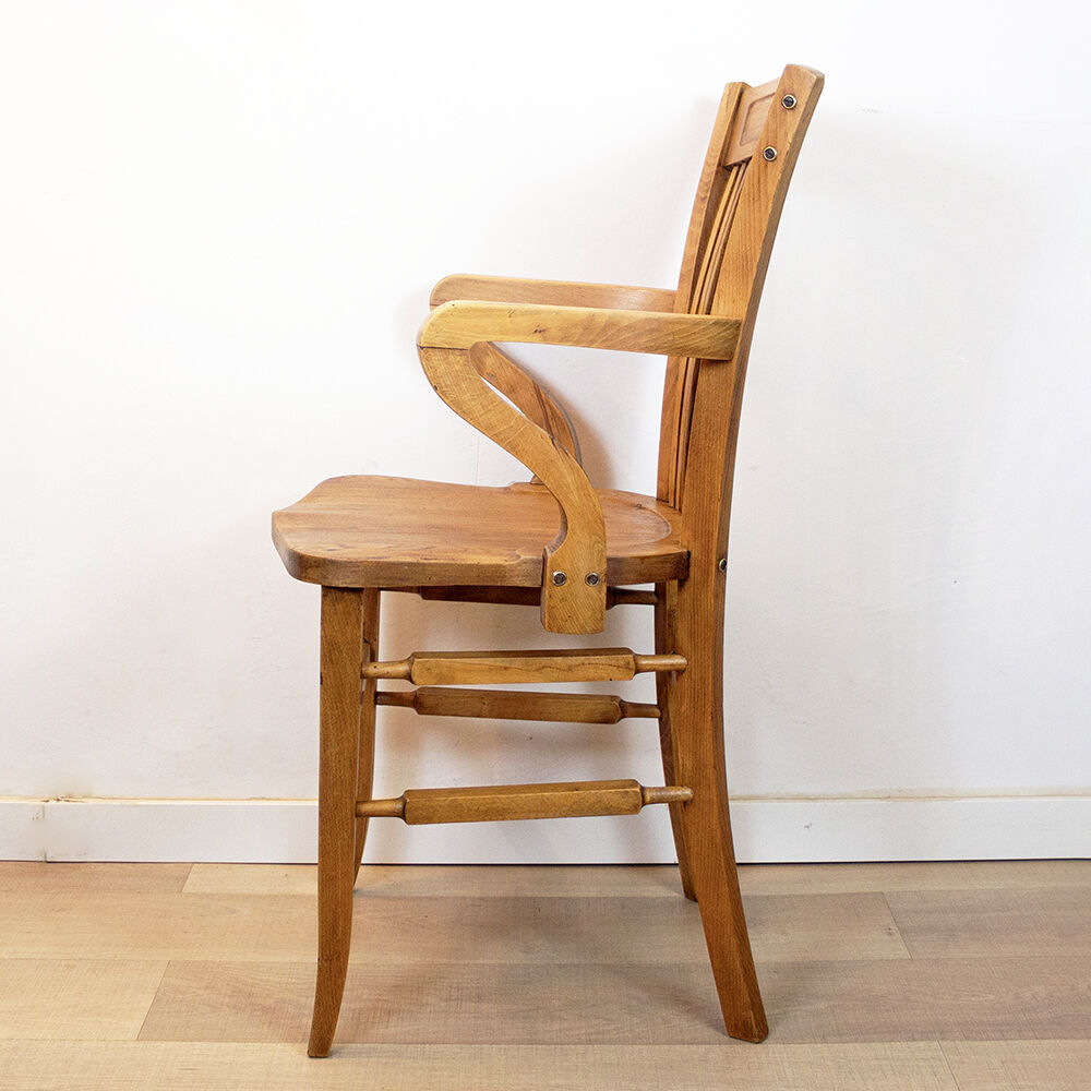 Vintage oak desk chair, spain, 1940's