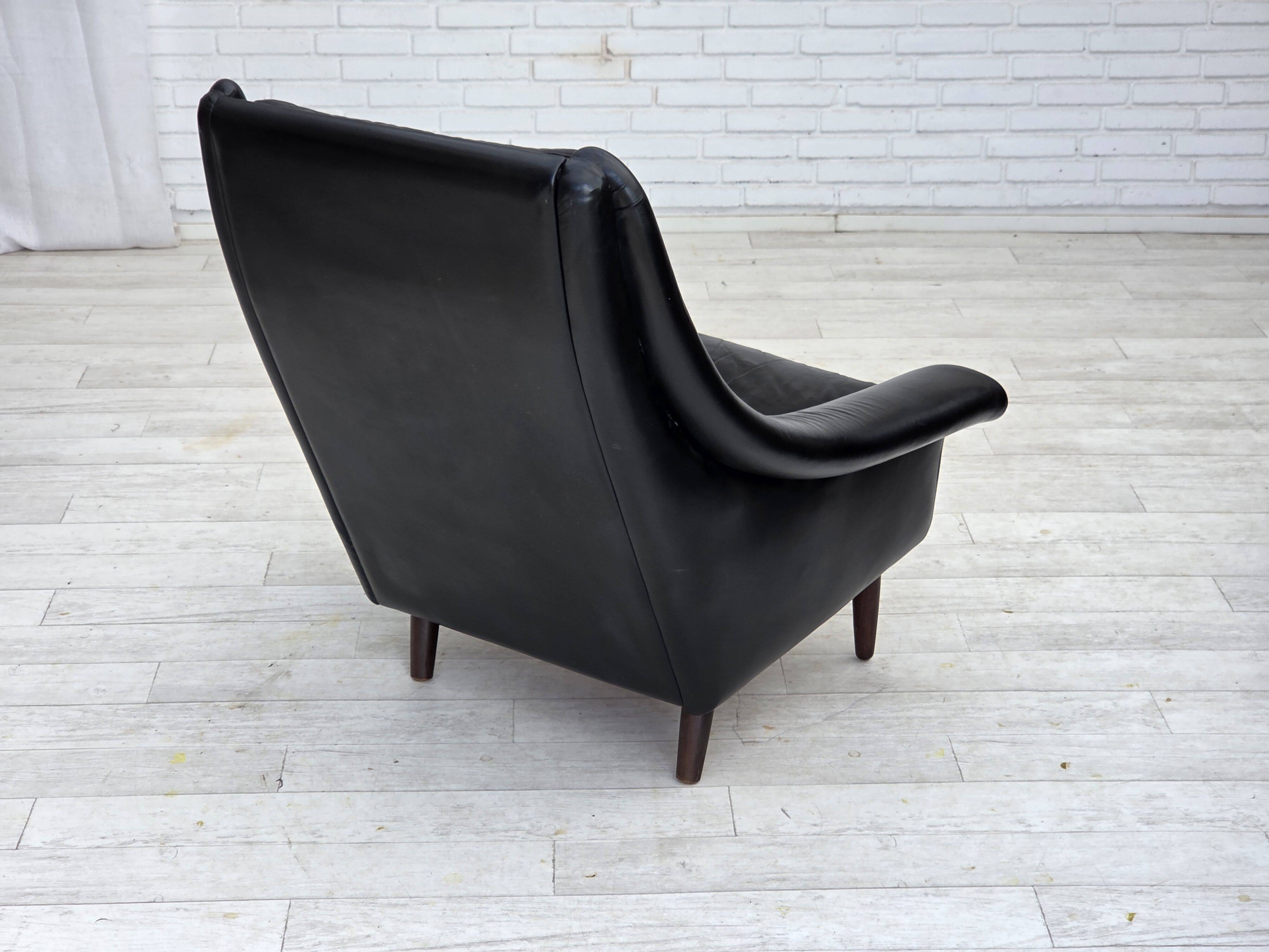 1960s, Danish highback armchair by Aage Christensen, furniture leather.