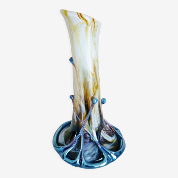 Vase oignon, verre soufflé, métallisé, Biot, Michèle Luzoro, Novaro