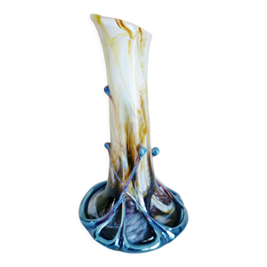 Vase oignon, verre soufflé, métallisé,