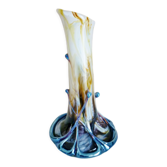 Vase oignon, verre soufflé, métallisé, Biot, Michèle Luzoro, Novaro