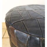Pouf de rangement patchwork en cuir des années 1970