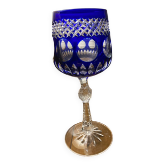 Verre à vin en cristal de bohème bleu