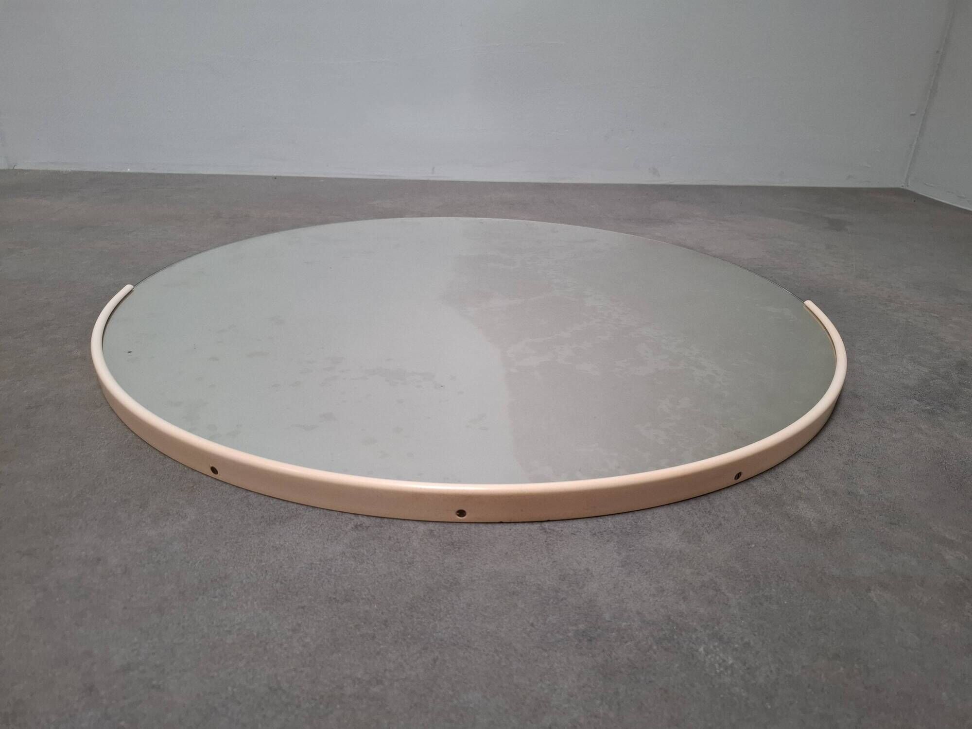 1970s Czechoslovakian Round Wall Mirror with Beige Frame