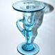 Vintage bubbled glass candle holder from biot - blue blown glass chandelier 1960