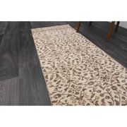 Vintage Turkish Oushak handmade wool cotton beige runner rug 63x295
