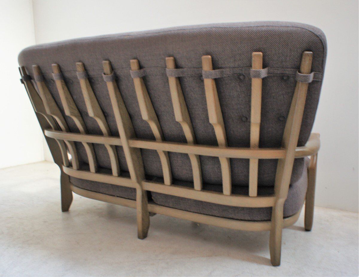 Solid oak sofa Guillerme and Chambron