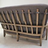 Solid oak sofa Guillerme and Chambron