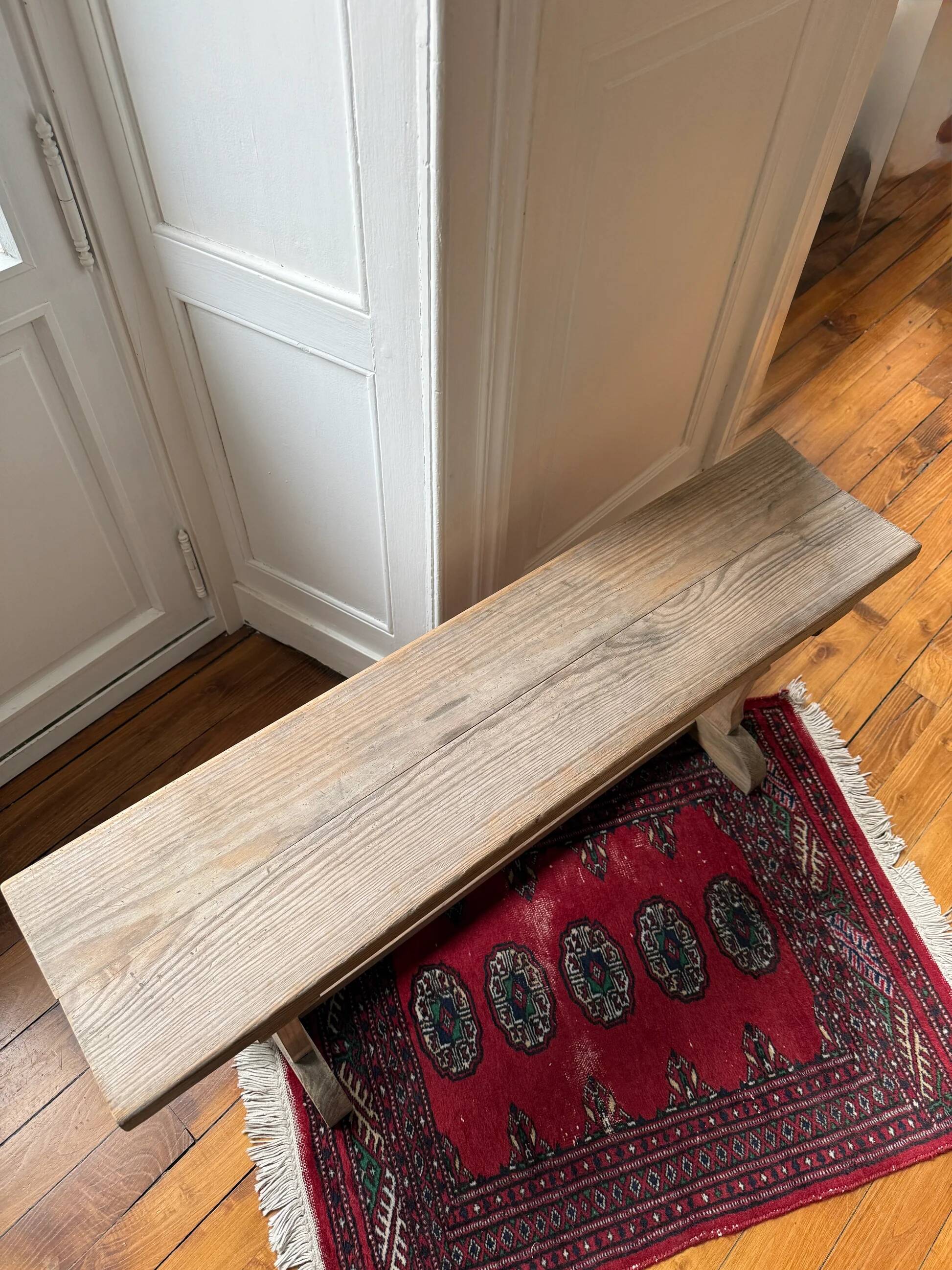 Old school bench in raw wood
