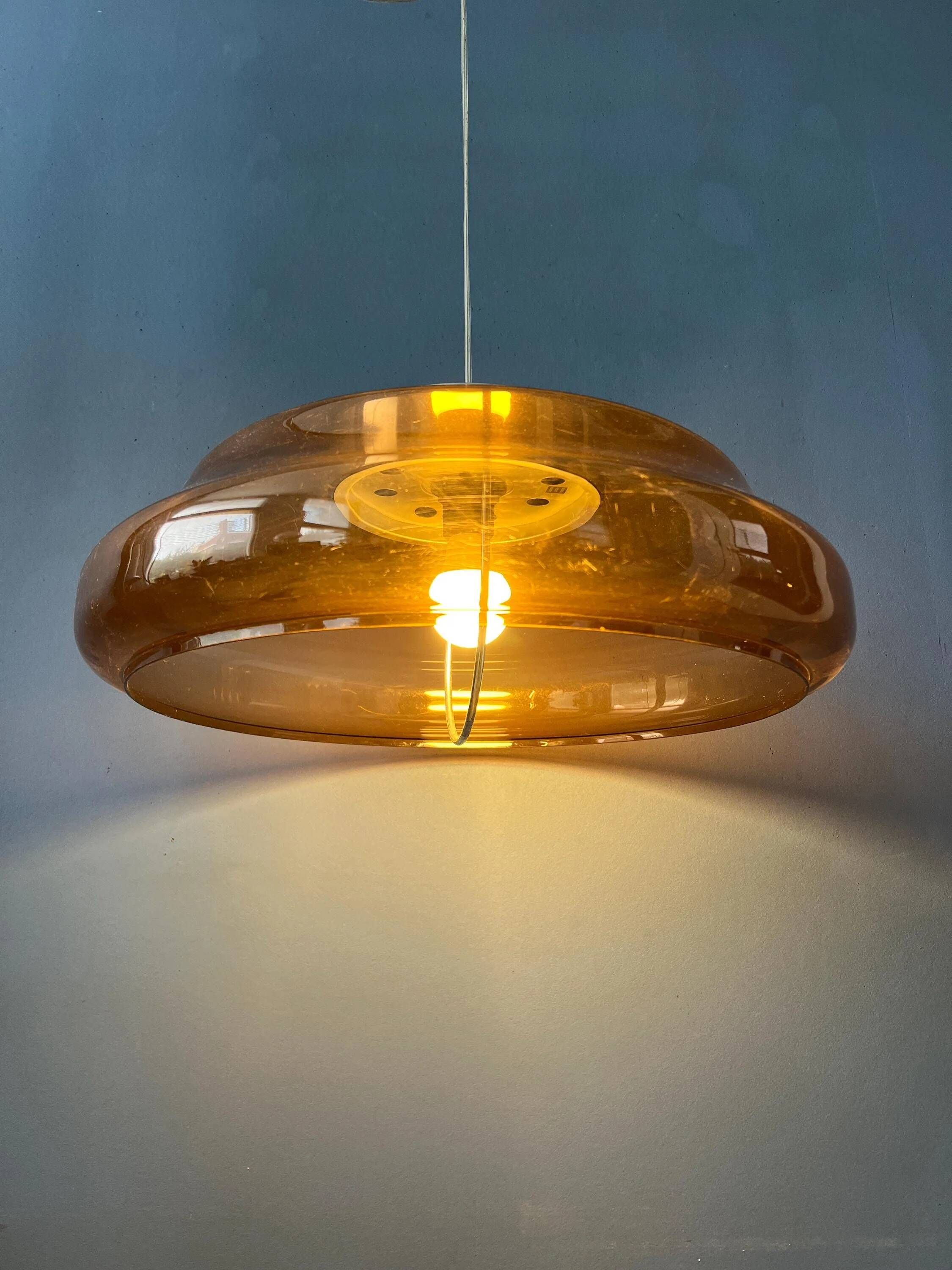 Suspension Space Age UFO en plexiglas orange/marron