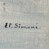 Tableau HST Le Port la Rochelle Post impressionniste 1900 signé Et. Simoni