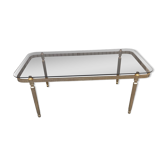 Vintage coffee table brass and brown smoked glass