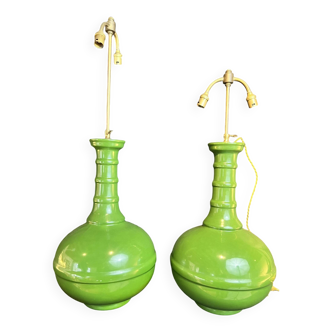 Pair of large gourd-shaped lamps