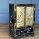 Lacquer furniture china 1960 two doors decor birds and floral black background