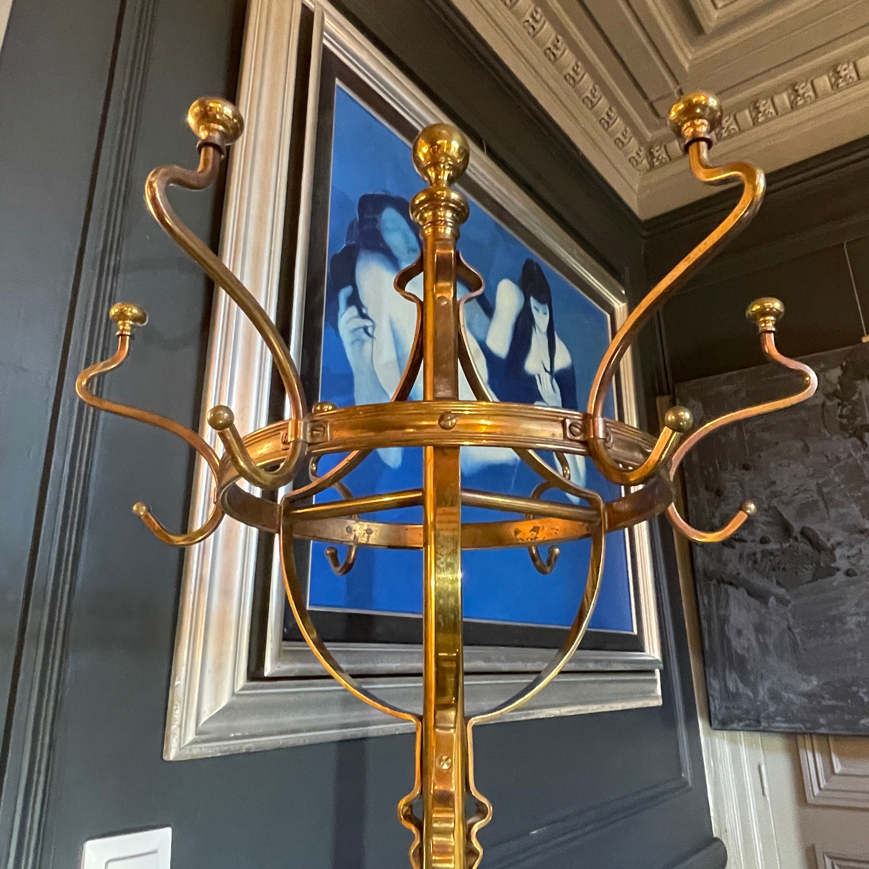 Porte manteau perroquet art nouveau arts & crafts jugendstil, bronze acier, ca 1900