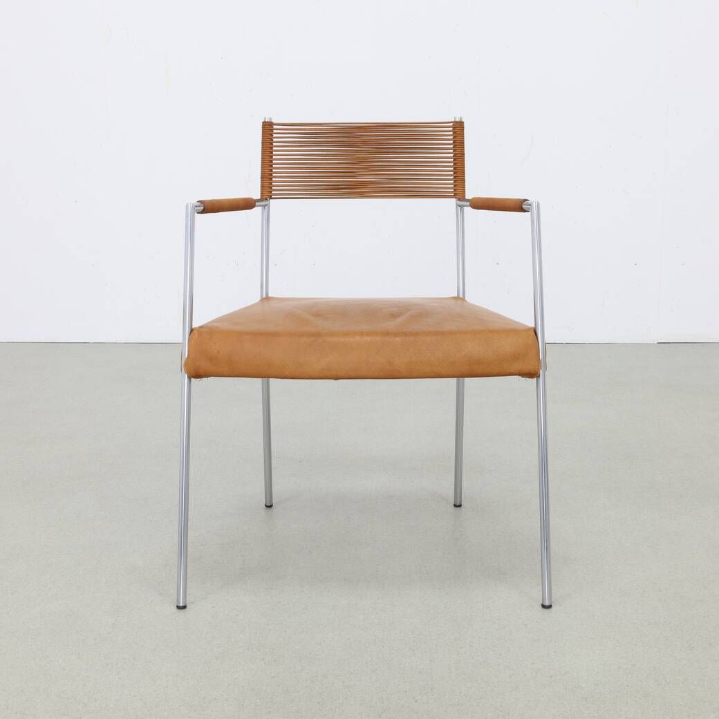 2x Arm Chair in Leather and Stainless steel by Gerard van den Berg, 1990s
