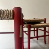 3 nesting stools in red wood e size, Italy 1970