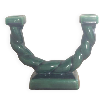 Green twisted ceramic candle holder Longchamp 1950 n°758