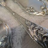 12 silver plated soup spoons by Boulenger, Art Nouveau Chardons