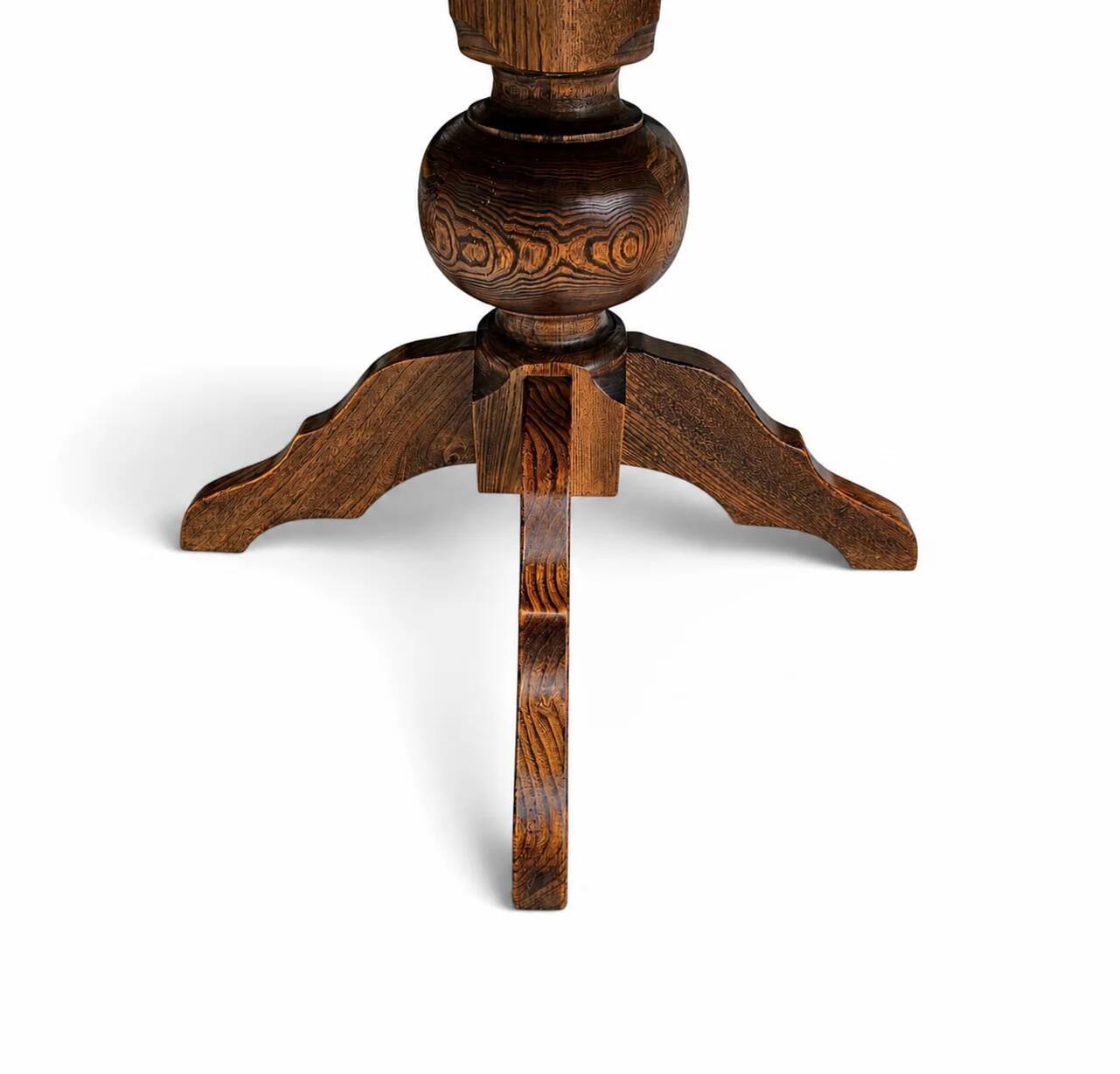 Solid oak dining table, also known as a monastery table, with a sturdy central pedestal, heavy-duty construction
