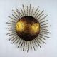 French gilt metal sunburst light fixture, Gilbert Poillerat, 1930s France