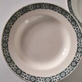 Trio of plates (2 soup plates, 1 dinner plate) Longchamp René, duck egg blue decoration