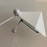 White pyramid desk lamp embnched white pyramid Lungean and Pellmann 1980