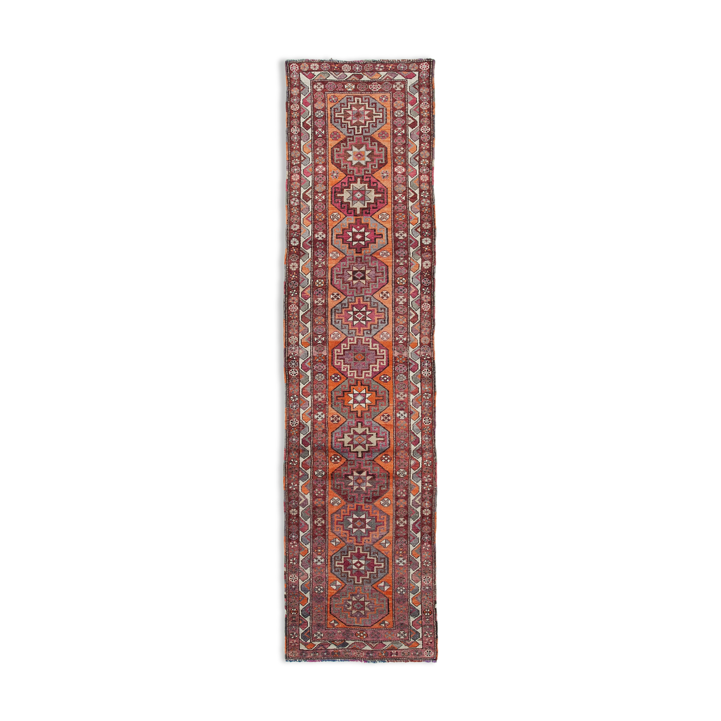 Handwoven one-of-a-kind anatolian purple runner rug 91 cm x 375 cm