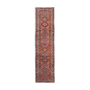 Handwoven one-of-a-kind anatolian purple runner rug 91 cm x 375 cm
