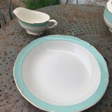 Hollow dish and saucière ceranord frsnce in semi white porcelain and vintage and collector's mint