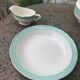 Plat creux et saucière ceranord frsnce en semi porcelaine blanc et mint vintage et collector